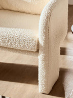 Ozzero Ivory Boucle Curved Armchair with Matching Cushion