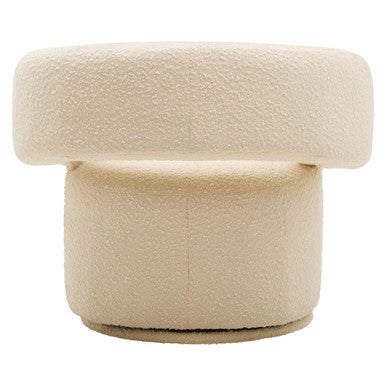Beige ottoman with a textured surface on a white background