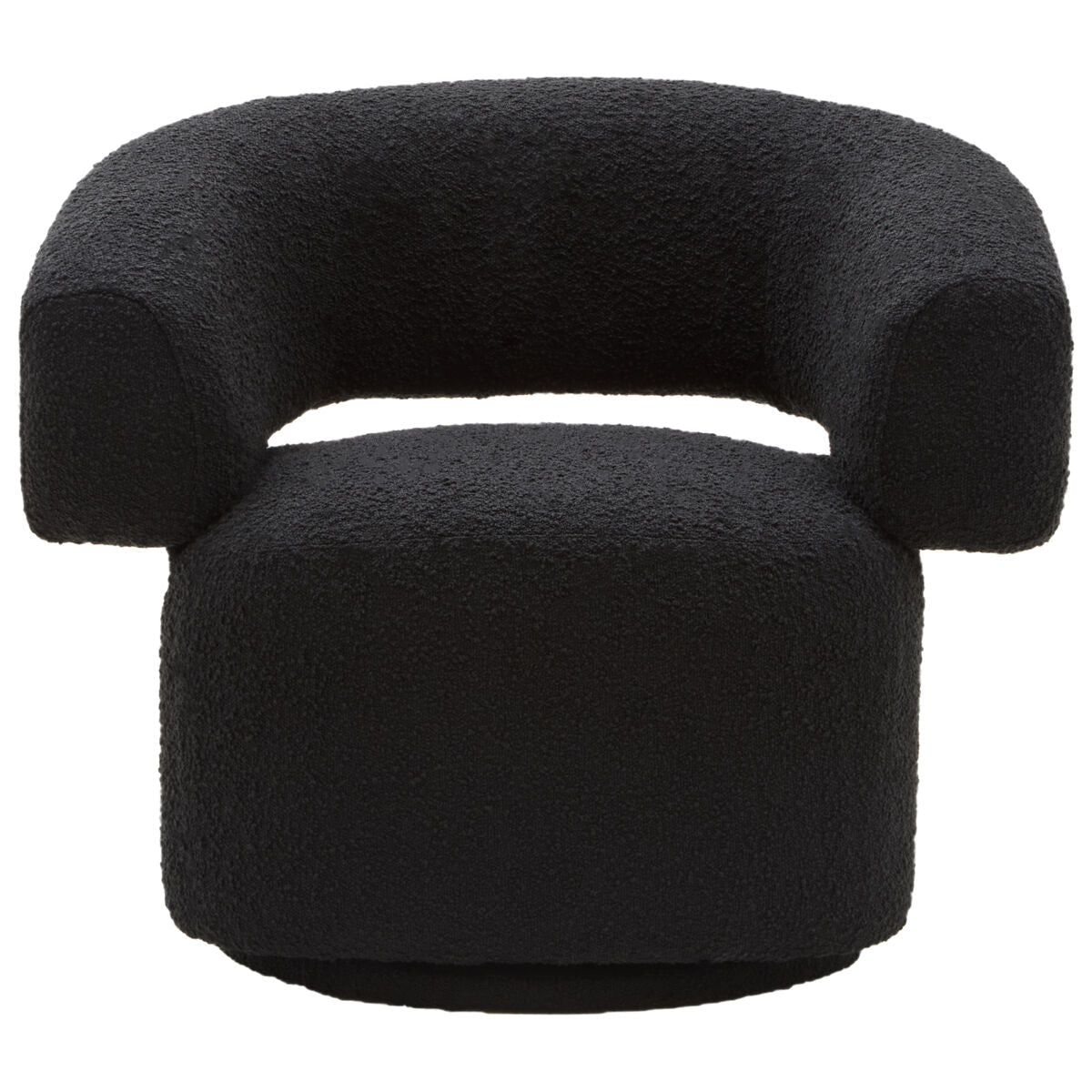Black boucle chair on a white background
