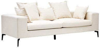 3 Seater Textured Fabric Cream Sofa, Avignon