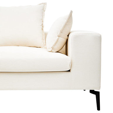 3 Seater Textured Fabric Cream Sofa, Avignon