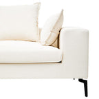 3 Seater Textured Fabric Cream Sofa, Avignon