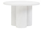 Whitewash Mango Wood Coffee Table with Column Base and Rounded Top | Walsa
