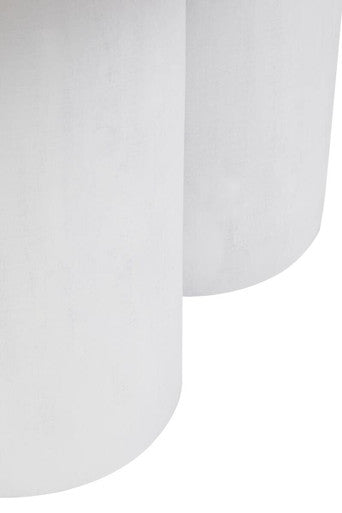 Whitewash Mango Wood Coffee Table with Column Base and Rounded Top | Walsa