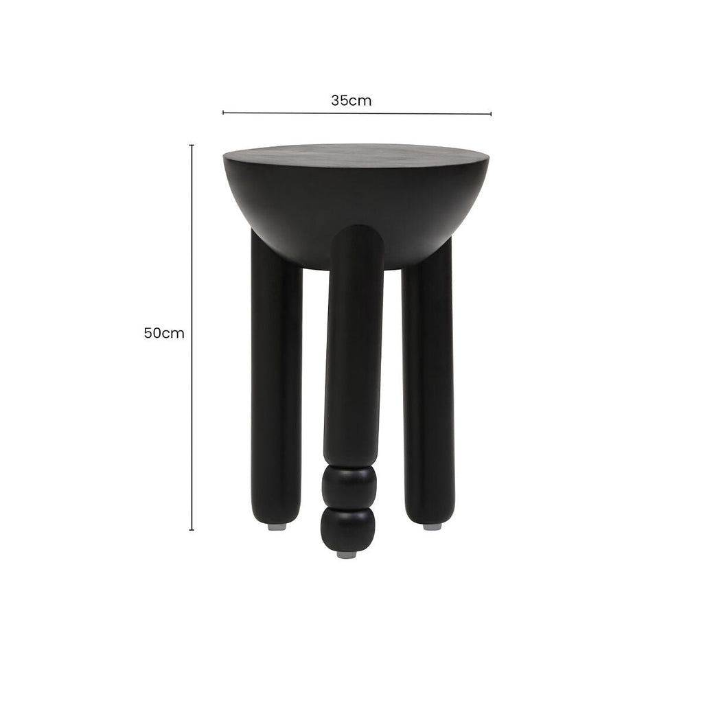 Walsa Black Finish Mango Wood Round Side Table