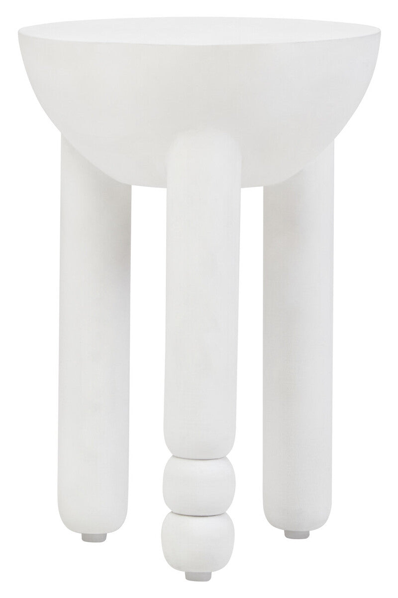 Whitewash Mango Wood Round Side Table with Column Detail Base, Walsa ...