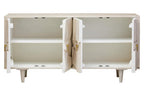 Sita Whitewash Carved Mango Wood 4 Door Sideboard