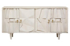 Sita Whitewash Carved Mango Wood 4 Door Sideboard