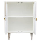 White cabinet with gold accents on a white background