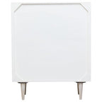 White headboard with wooden legs on a white background