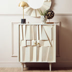 Sita Two Door Whitewash Mango Wood Abstract Cabinet