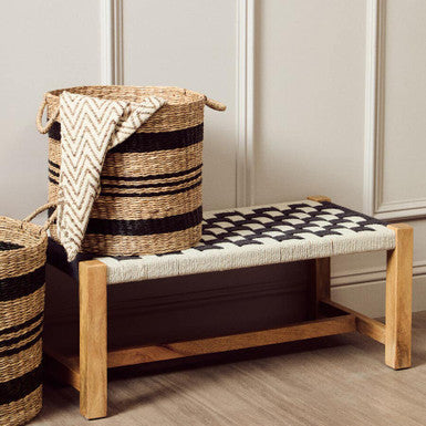 Black and White Jute Bench | Satna