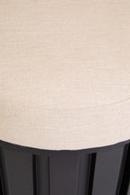 Perdoba Black Finish Mango Wood and Cream Linen Stool