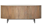 Wooden sideboard with a ribbed texture on a white background