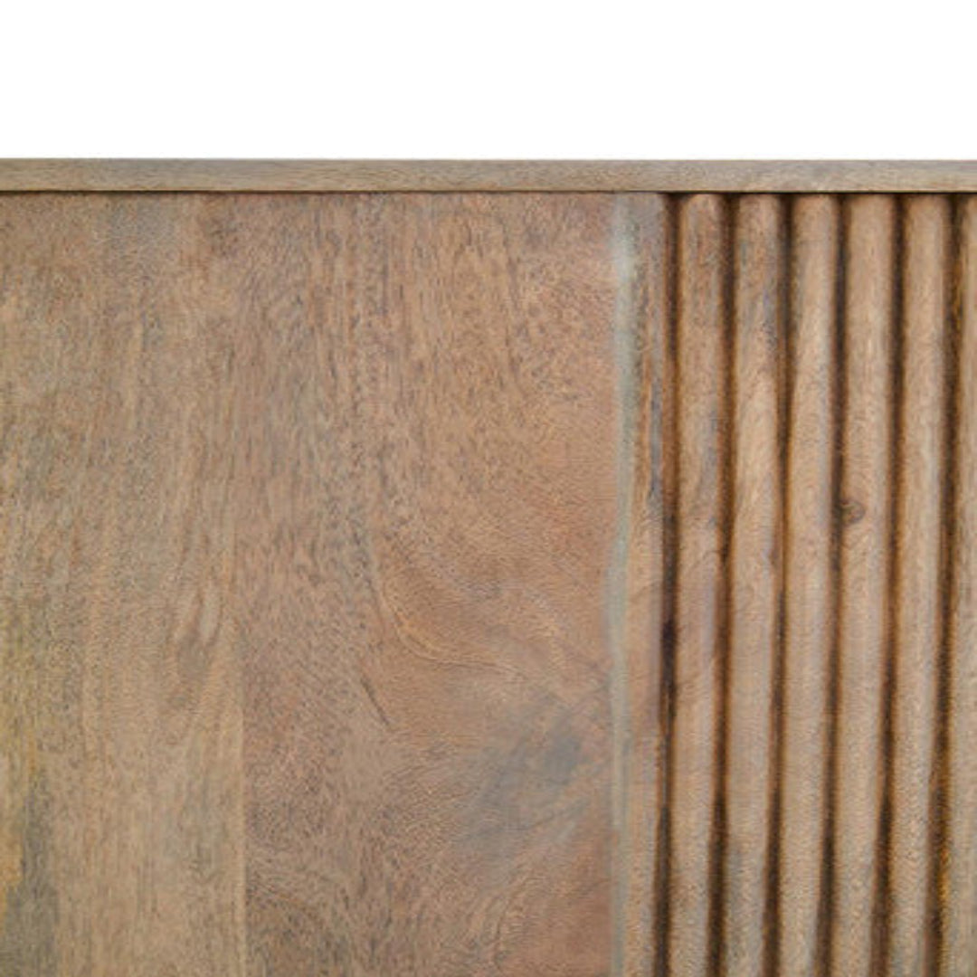 Close-up of wooden panel with a ribbed texture