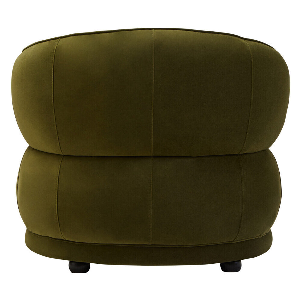 Green upholstered chair on a white background