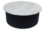 Walton Cream Travertine and Black Acacia Wood Coffee Table