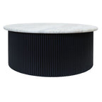 Walton Cream Travertine and Black Acacia Wood Coffee Table
