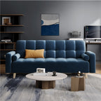 Convertible Velvet Sofa Bed, 3 Seater with 2 Bolster Pillows & 3 Adjustable Back Angles