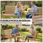 Outsunny Wooden Garden Furniture Set , 1 Chair, 1 Bench and Detachable Table, Natural Wood Finish