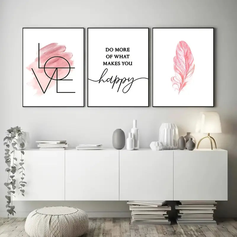 3-Piece Nordic Minimalist Poster Wall Art – Love & Feather Prints