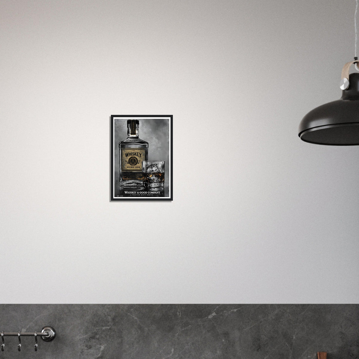 Noir Whiskey Wall Art – Home Bar Framed Print