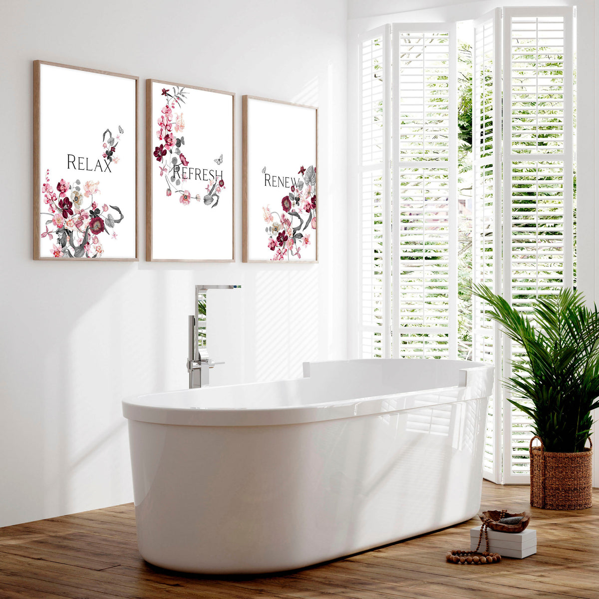 Bathroom Pictures Set of 3 | Framed Wall Art Prints