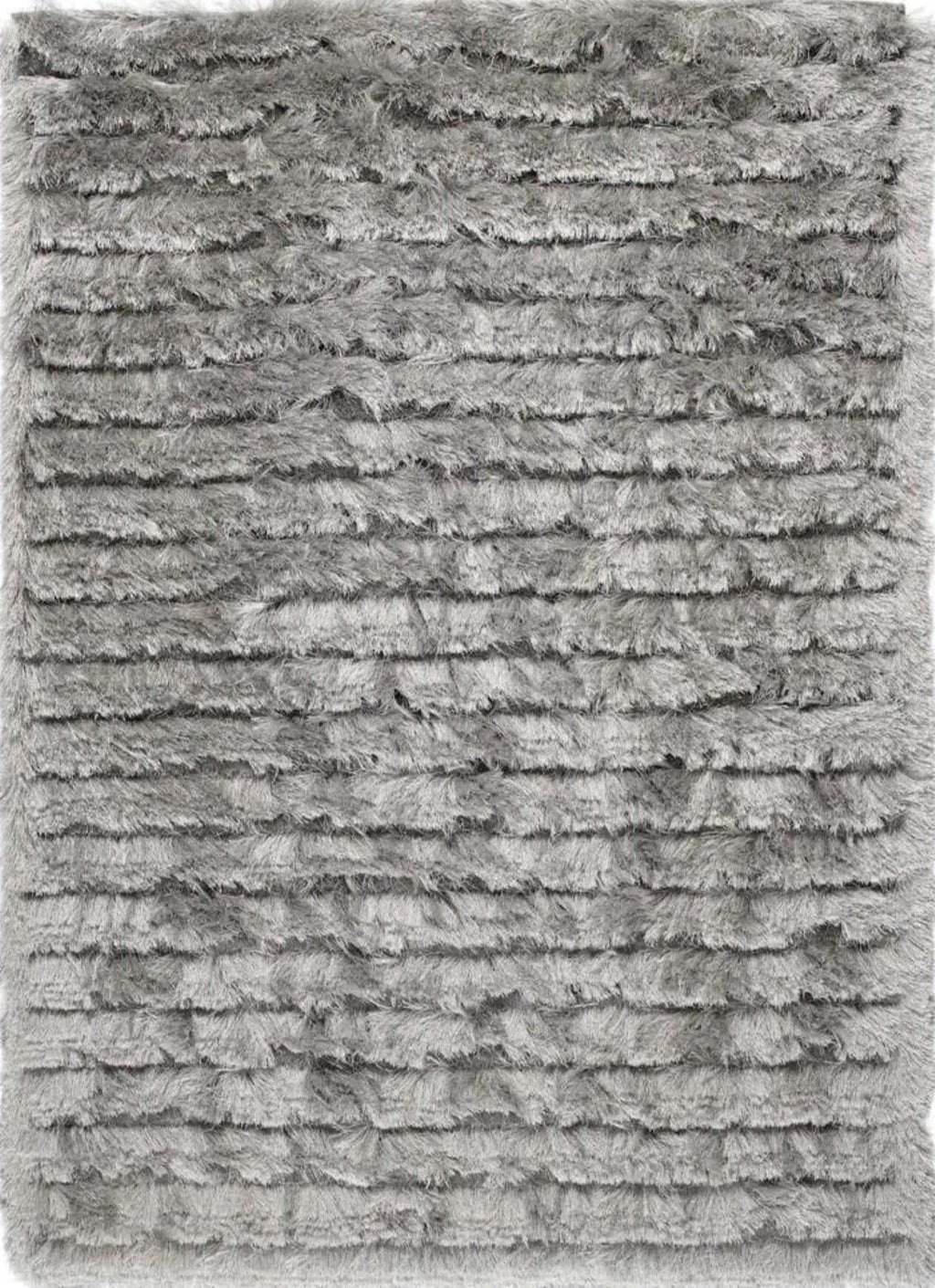 Carved Glamour Silver Grey Shaggy Rug