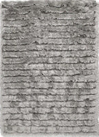 Carved Glamour Silver Grey Shaggy Rug