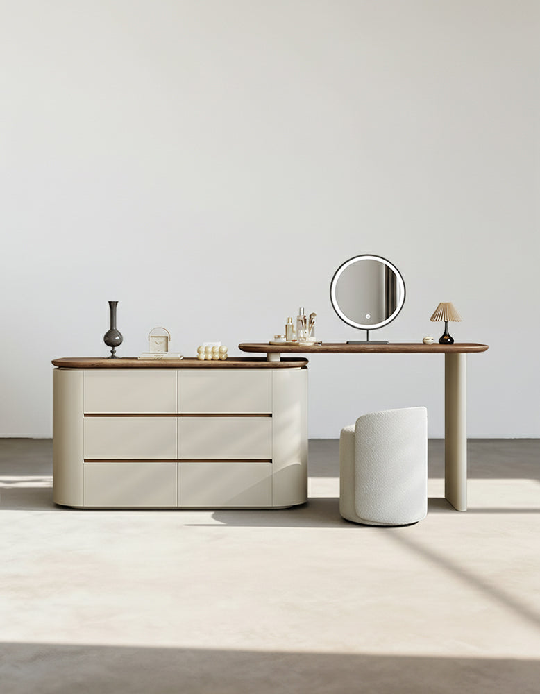 Catalina Corner Dressing Table With Mirror, Solid Wood