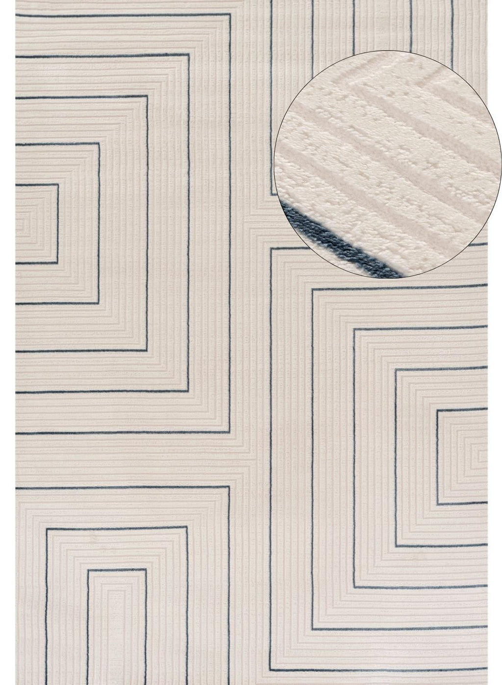 Carmel Cream-Blue Geometric Rug | 6040