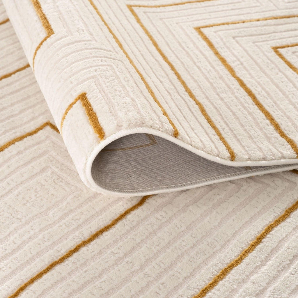 Carmel Cream-Gold Geometric Rug | 6040