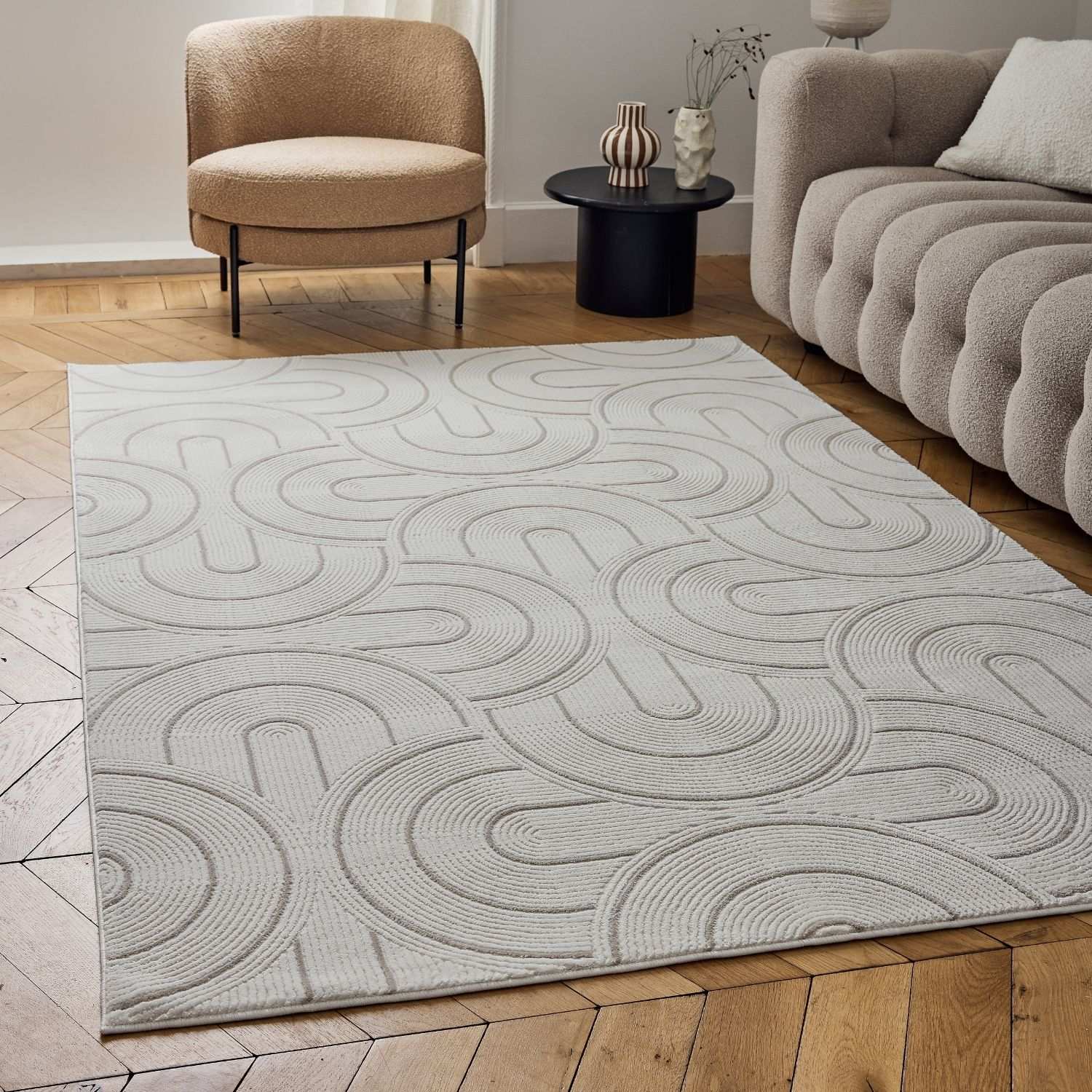 Carmel Cream-Beige Geometric Rug | 6070