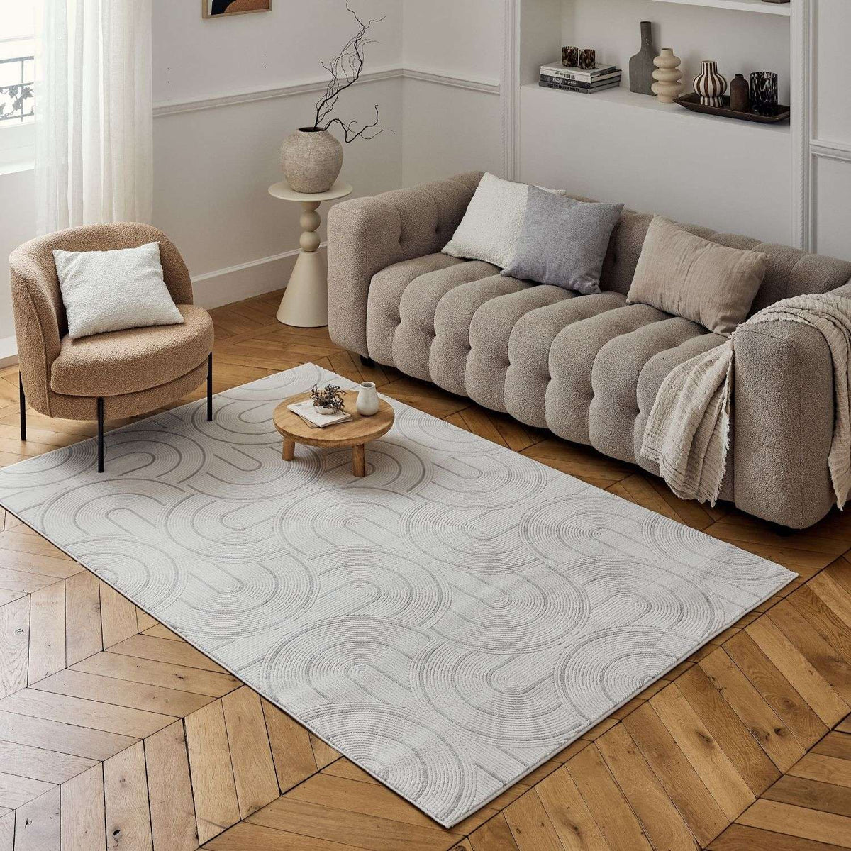 Carmel Cream-Grey Geometric Rug | 6070