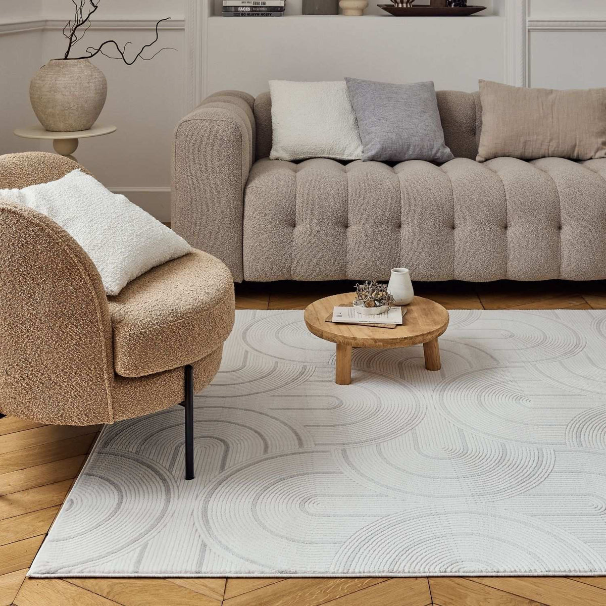 Carmel Cream-Grey Geometric Rug | 6070