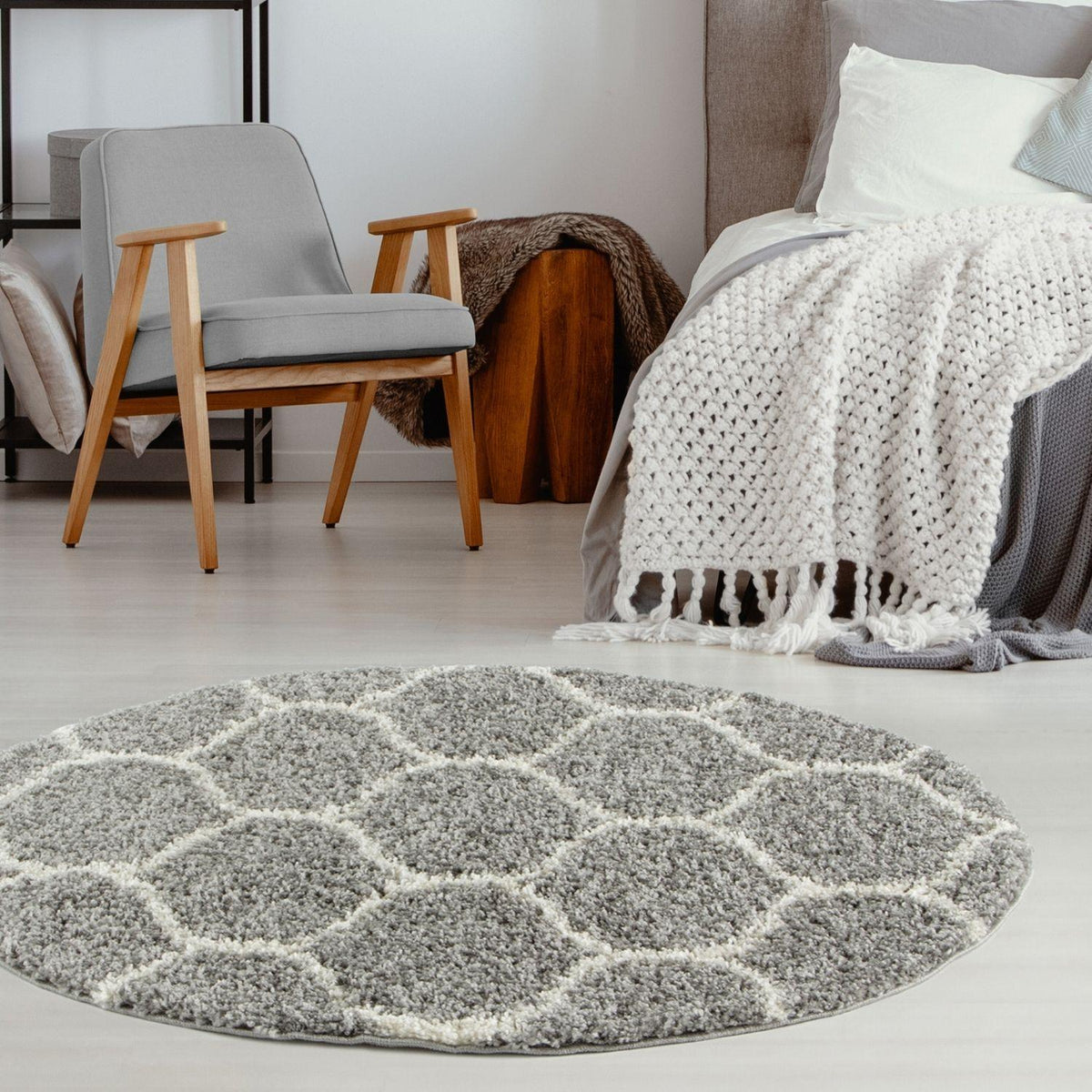 Moroccan Grey Shaggy Rug | 610