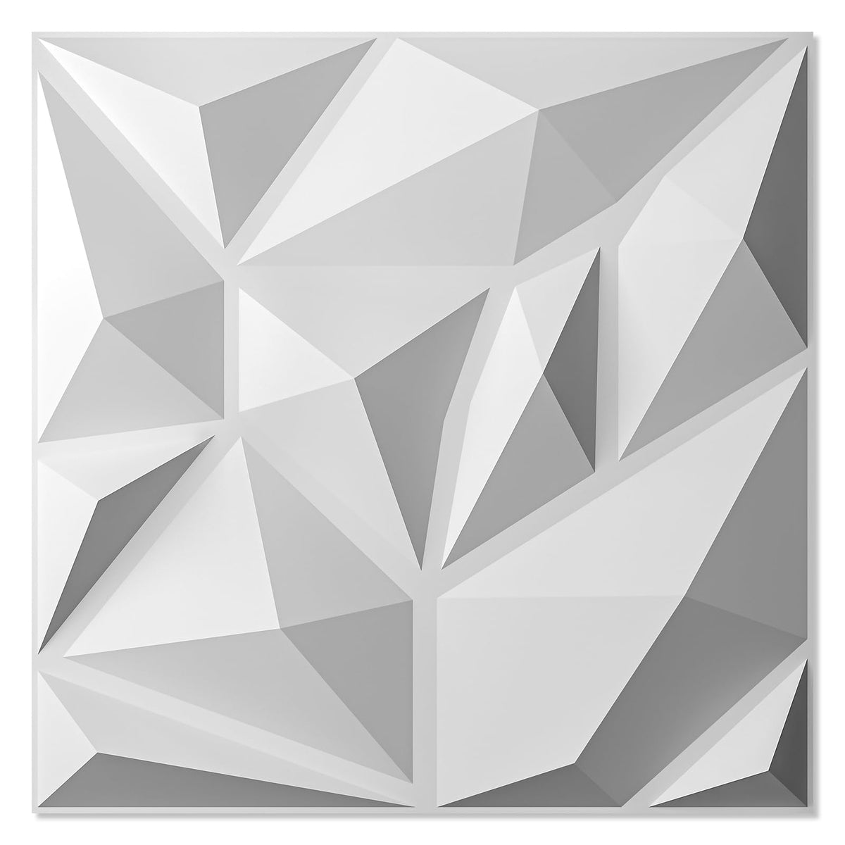 Geometric pattern of triangles in gray and white on a white background