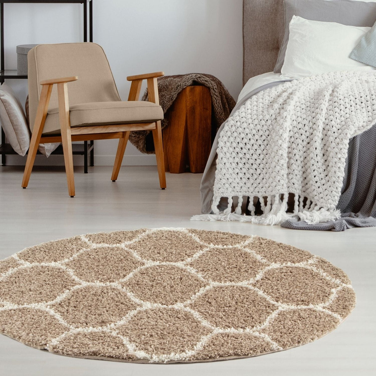 Moroccan Beige Shaggy Rug | 620