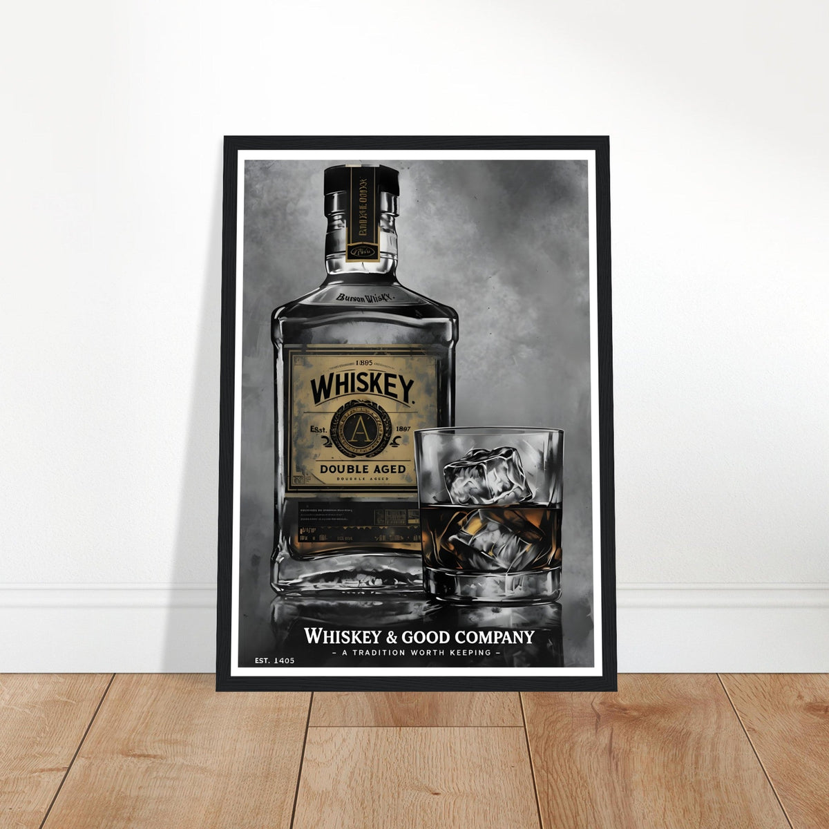Noir Whiskey Wall Art – Home Bar Framed Print