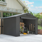 Outsunny 8 x 6 ft Outdoor Garden Storage Shed, Waterproof Bike Tent with Roll-Up Zipper Door, Dark Grey