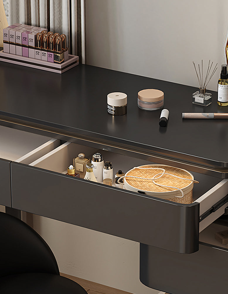 Grant Dressing Table With Big LED Mirror, Black/Cream