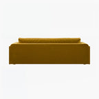 Mustard yellow sofa on a white background