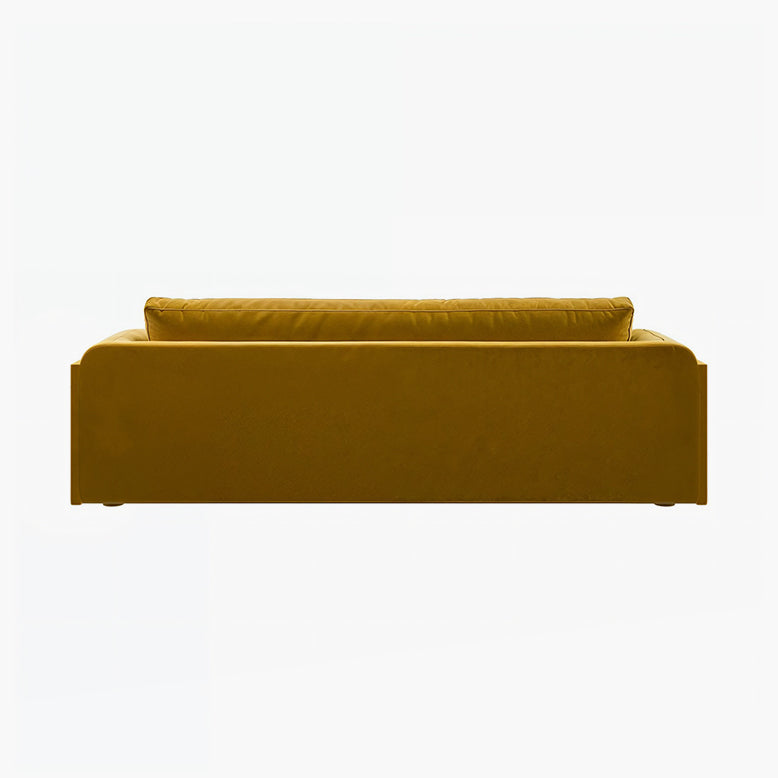 Mustard yellow sofa on a white background