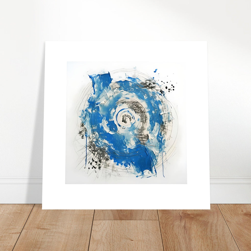 Abstract Blue & White Impasto Art Print