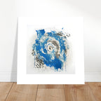 Abstract Blue & White Impasto Art Print