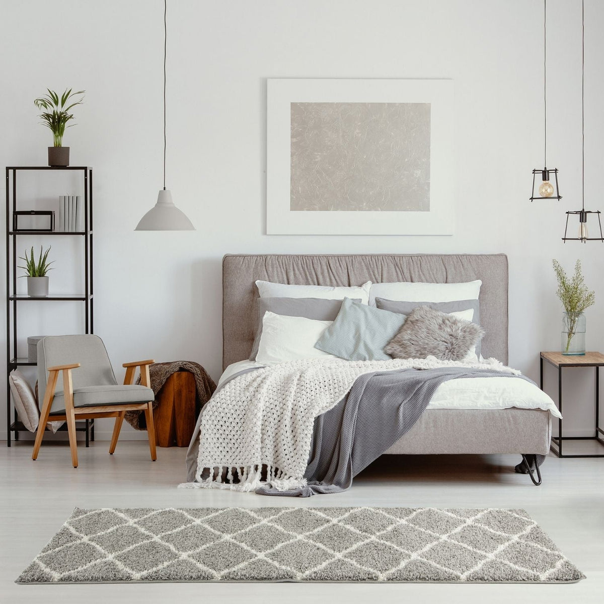 Moroccan Grey Shaggy Rug | 710