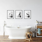 Modern Animal Bathroom Poster – Black & White Canvas Wall Art Print