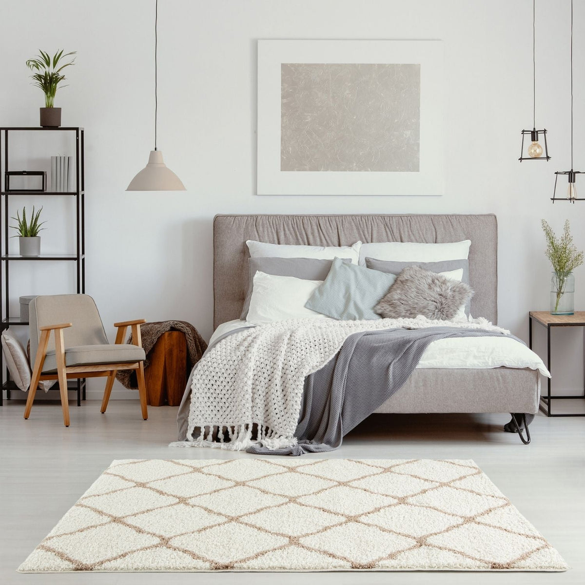 Moroccan Ivory Shaggy Rug | 730