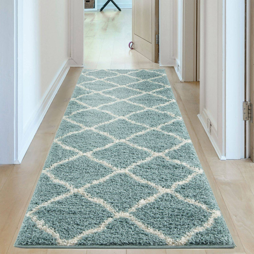 Moroccan Duck Egg Blue Shaggy Rug | 750
