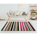 Linea Striped Pink Washable Rug